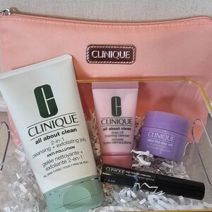 Clinique Skincare Collection with Peach Bag